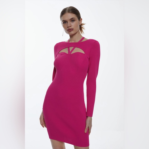 Karen Millen Rib Knit Cut Out Mini Dress